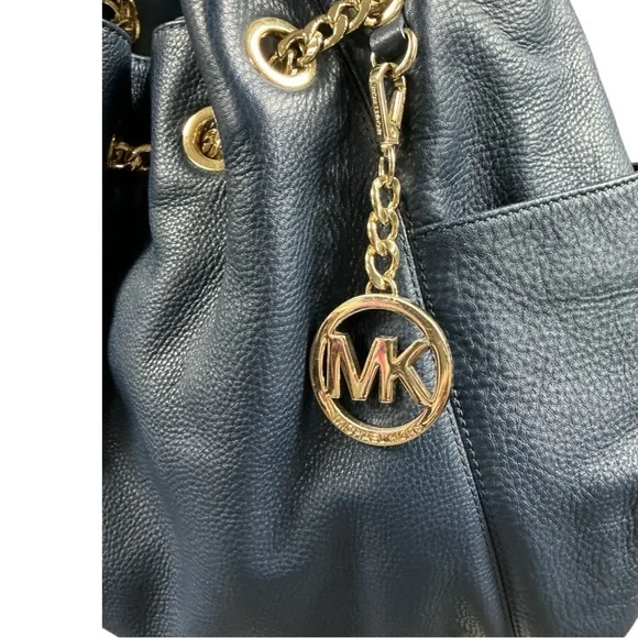 Michael Kors - EC - Navy Blue Leather Tote Bag With Unbranded Dust Bag - Picture 3 of 8